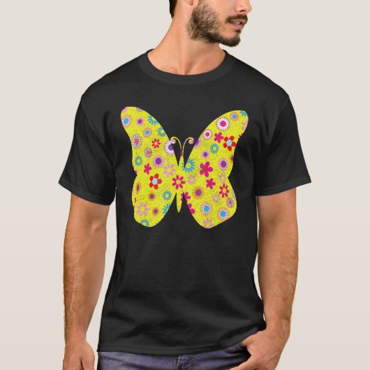 T-shirt Papillon Fille qui aime papillons mignonne Fleur B (Devant)