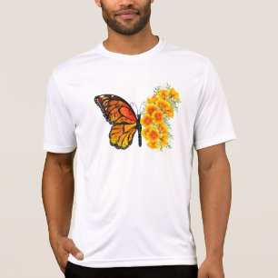 T-shirt Papillon Fleur avec Pavot de Californie Jaune