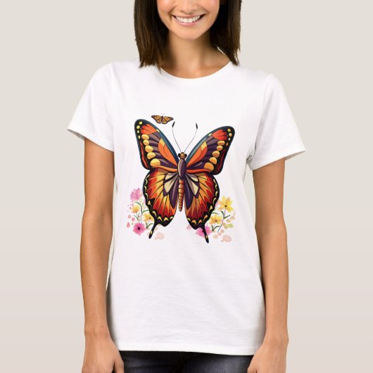 T-shirt Papillon, fleurs (Devant)
