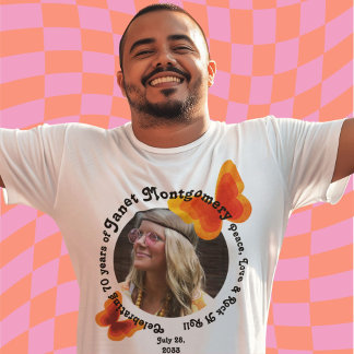 T-shirt Papillon hippie rétro 70e photo Anniversaire