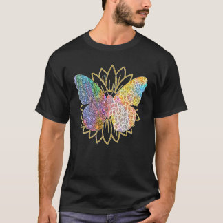T-shirt Papillon Hippie tournesol signe de paix tournesol 