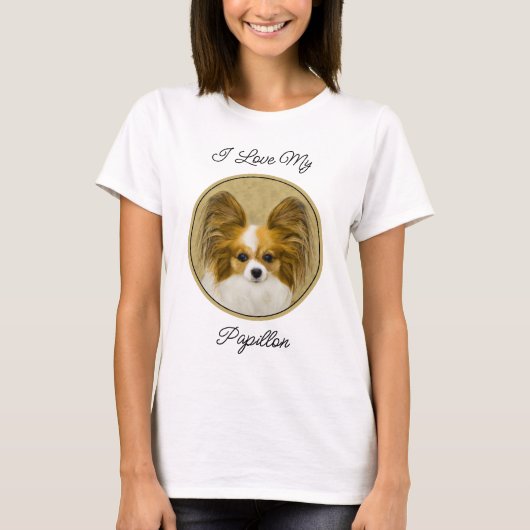 T-shirt Papillon (Hound Tri) Peinture - Art Chien original (Devant)