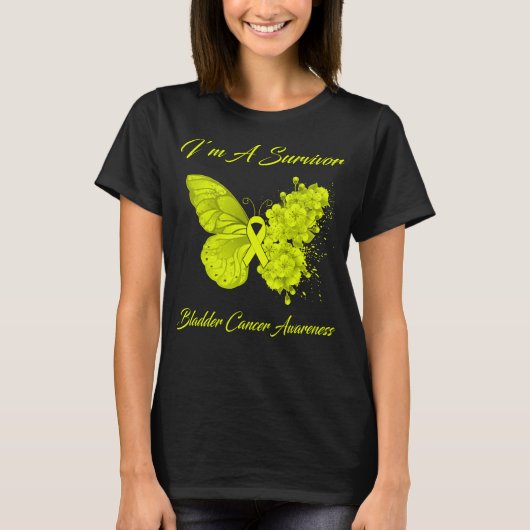 T-shirt Papillon I’m A Survivder Bladder Cancer Sensibilis (Devant)