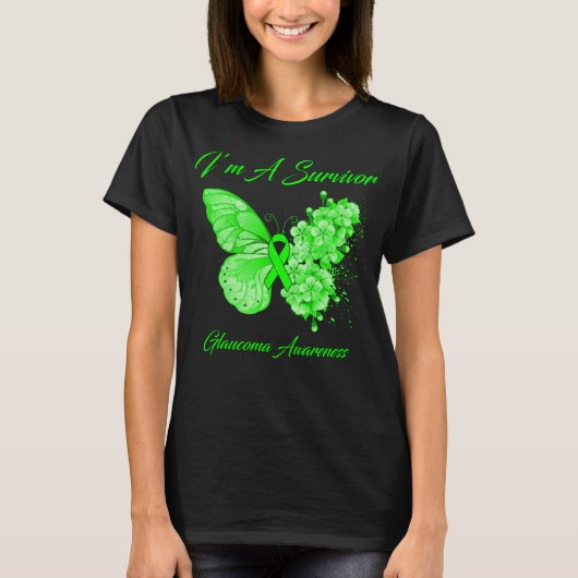 T-shirt Papillon I’m A Survivor Glaucoma (Devant)
