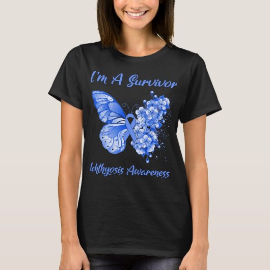 T-shirt Papillon I'm A Survivor Ichthyose Sensibilisation (Devant)