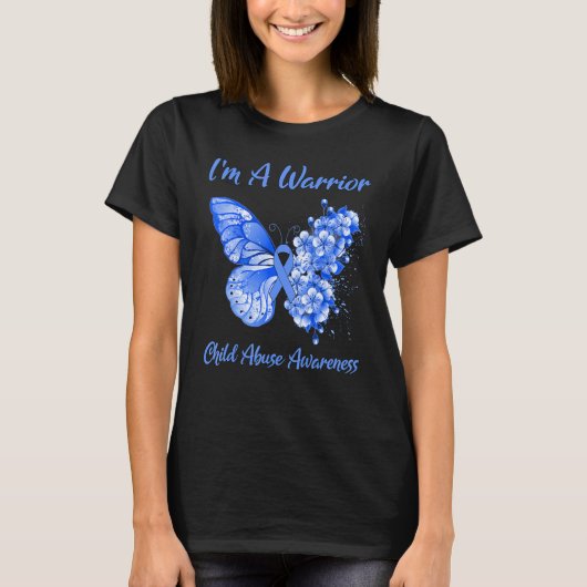 T-shirt Papillon I'm A Warrior Child Abuse Awareness (Devant)