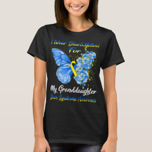 T-shirt Papillon Je Porte Bleu & Jaune Pour Ma Petite-Fill
