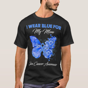 T-shirt Papillon Je Porte Bleu Pour Ma Maman Colon Cancer