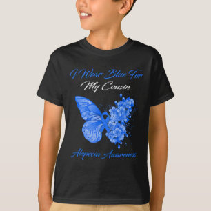 T-shirt Papillon Je Porte Bleu Pour Mon Cousin Alopecia Aw