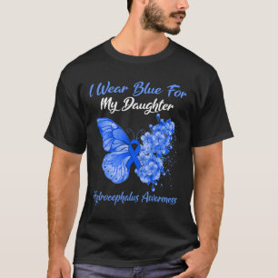 T-shirt Papillon Je Porte Du Bleu Pour Ma Fille Hydrocépha