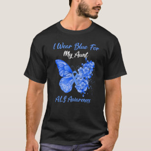 T-shirt Papillon Je Porte Du Bleu Pour Ma Tante Aussi Sens