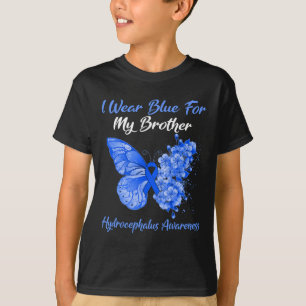 T-shirt Papillon Je Porte Du Bleu Pour Mon Frère Hydrocéph