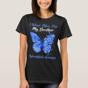 T-shirt Papillon Je Porte Du Bleu Pour Mon Frère Hydrocéph