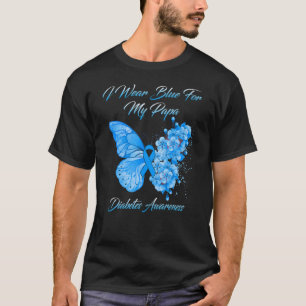 T-shirt Papillon Je Porte Du Bleu Pour Mon Papa Diabetes
