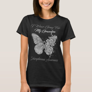 T-shirt Papillon Je Porte Du Gris Pour Mon Grand-Père Schi