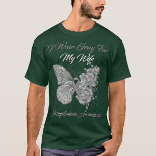 T-shirt Papillon Je Porte Gris Pour Ma Femme Schizophrénie