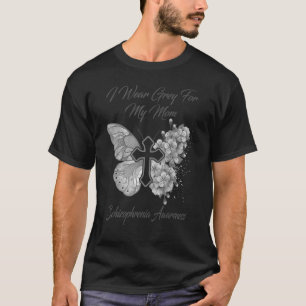 T-shirt Papillon Je Porte Gris Pour Maman Schizophrénie La