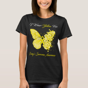 T-shirt Papillon Je Porte Jaune Pour Le Sarcome De L'Aile