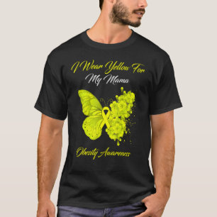 T-shirt Papillon Je Porte Jaune Pour Ma Mama Obesity Award