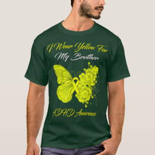 T-shirt Papillon Je Porte Jaune Pour Mon Frère ADHD Award
