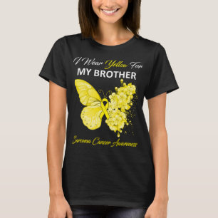 T-shirt Papillon Je Porte Jaune Pour Mon Frère Sarcoma