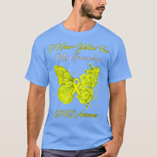 T-shirt Papillon Je Porte Jaune Pour Mon Grand-Fils TDAH A