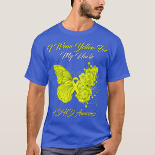 T-shirt Papillon Je Porte Jaune Pour Mon Oncle Adhérents a