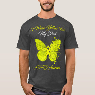 T-shirt Papillon Je Porte Jaune Pour Mon Papa TDAH Sensibi