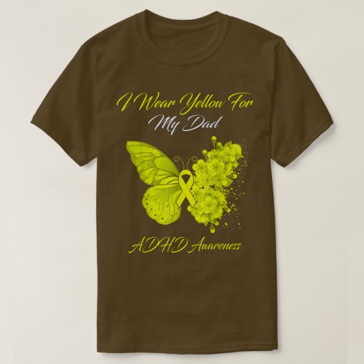 T-shirt Papillon Je Porte Jaune Pour Mon Papa TDAH Sensibi (Design devant)