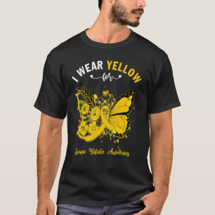 T-shirt Papillon Je Porte Jaune Pour Spina Bifida Sensibil