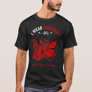 T-shirt Papillon Je Porte La Bourgogne Pour Myeloma Multip
