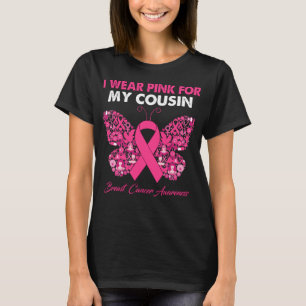 T-shirt Papillon Je Porte Le Rose Pour Mon Cousin Cancer D