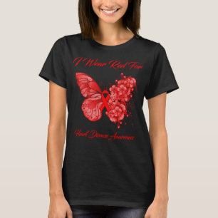 T-shirt Papillon Je Porte Le Rouge Pour La Sensibilisation