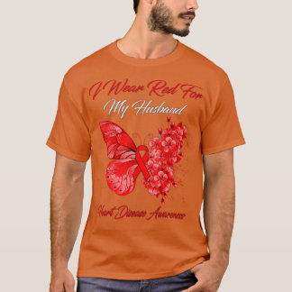 T-shirt Papillon Je Porte Le Rouge Pour Ma Maladie Cardiaq