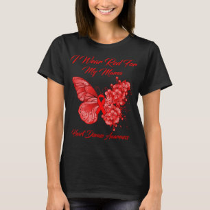 T-shirt Papillon Je Porte Le Rouge Pour Ma Mama Maladie Ca