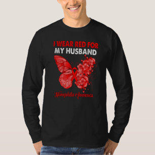 T-shirt Papillon Je Porte Le Rouge Pour Mon Mari Hemophili