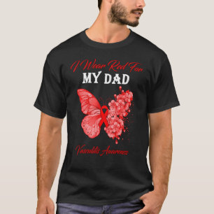 T-shirt Papillon Je Porte Le Rouge Pour Mon Papa Vasculiti