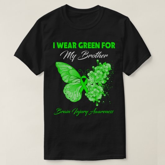 T-shirt Papillon Je Porte Le Vert Pour Mon Frère Brain Ble (Design devant)