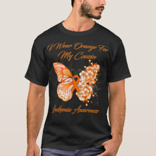 T-shirt Papillon Je Porte Orange Pour Mon Frère Leucémie A