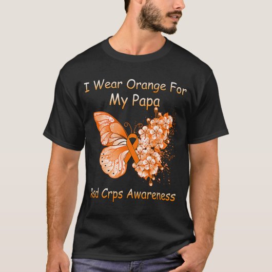 T-shirt Papillon Je Porte Orange Pour Mon Papa RSD CRPS Aw (Devant)