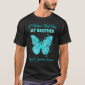 T-shirt Papillon Je Porte Turquoise Pour Mon Frère Fragile (Devant)