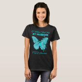 T-shirt Papillon Je Porte Turquoise Pour Mon Mari PTSD (Devant entier)