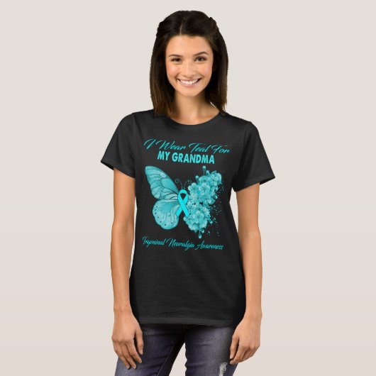 T-shirt Papillon Je Porte Turquoise Pour Mon Trigeminal GR (Devant entier)