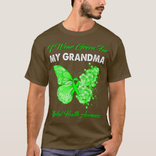 T-shirt Papillon Je Porte Vert Pour Ma Grand-Mère Santé Me