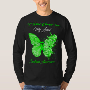 T-shirt Papillon Je Porte Vert Pour Ma Tante Scoliose Awar