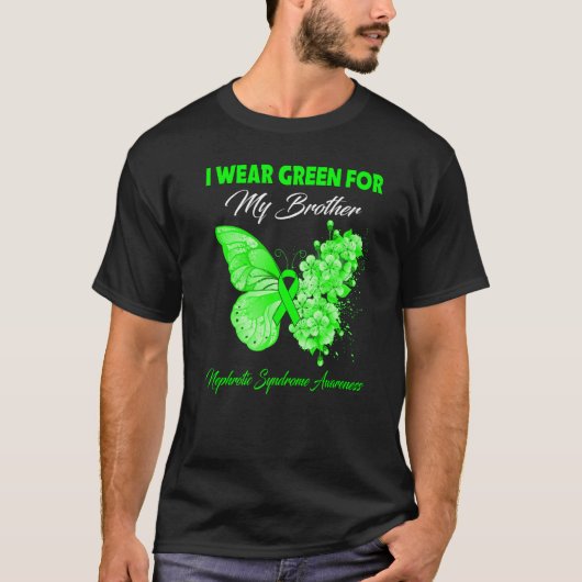 T-shirt Papillon Je Porte Vert Pour Mon Frère Néphrotique  (Devant)