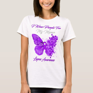 T-shirt Papillon Je Porte Violet Pour Ma Mama Lupus
