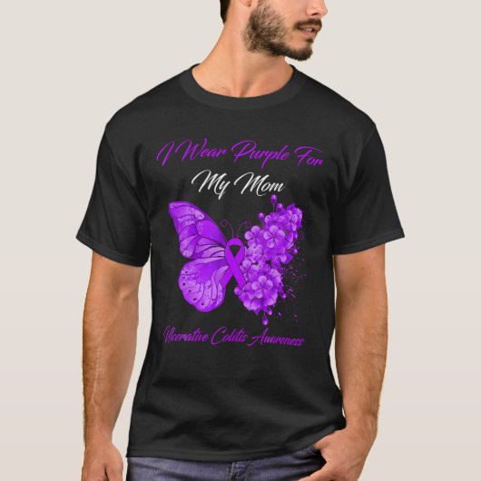 T-shirt Papillon Je Porte Violet Pour Ma Mère Ulcerative C (Devant)