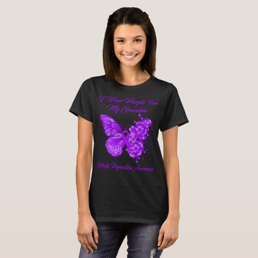 T-shirt Papillon Je Porte Violet Pour Ma Rétinite Grand-Pè (Devant entier)