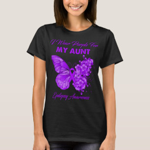 T-shirt Papillon Je Porte Violet Pour Ma Tante Épilepsie